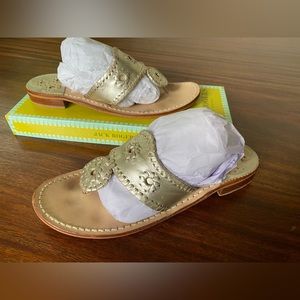 Jack Rogers Original Classic Flat Sandals Size 8 Platinum Color